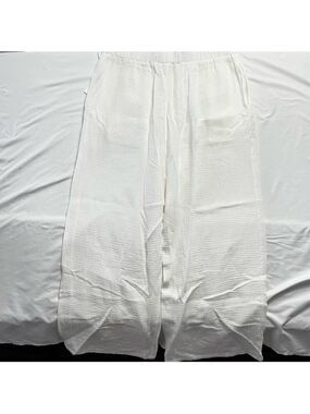 C by One White Gauze Pants 100% Cotton Wide Leg Crinkle Plus Size 3X